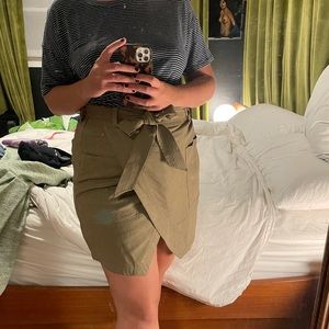 Olive Green Madewell Wrap Mini Skirt